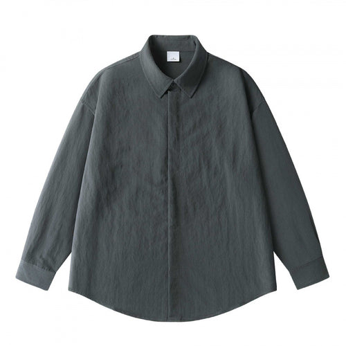 Unisex Oversize Leinenhemd mit verdeckter Knopfleiste und überschnittener Schulter Shop Nory