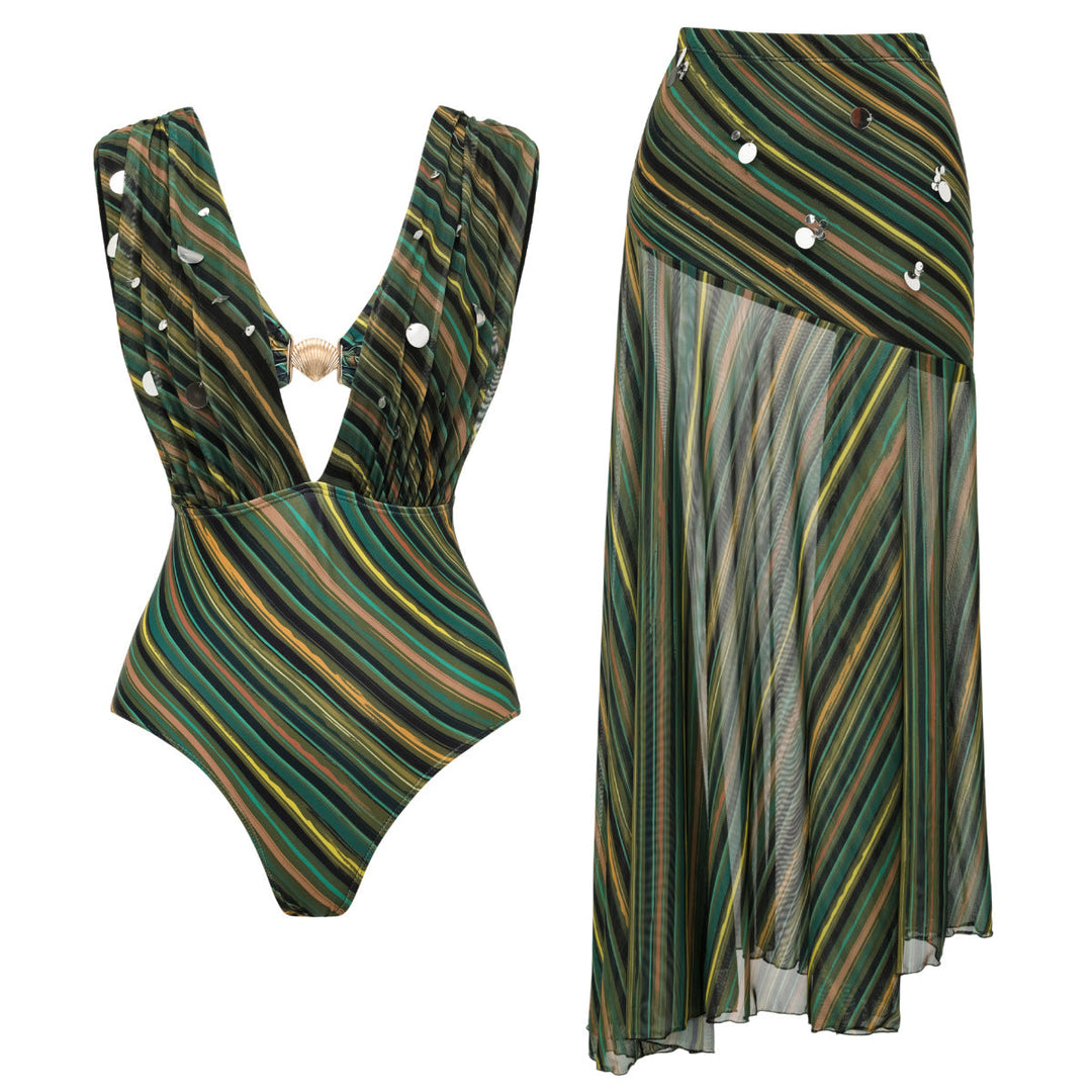 Damen Badeanzug und Strandrock Set