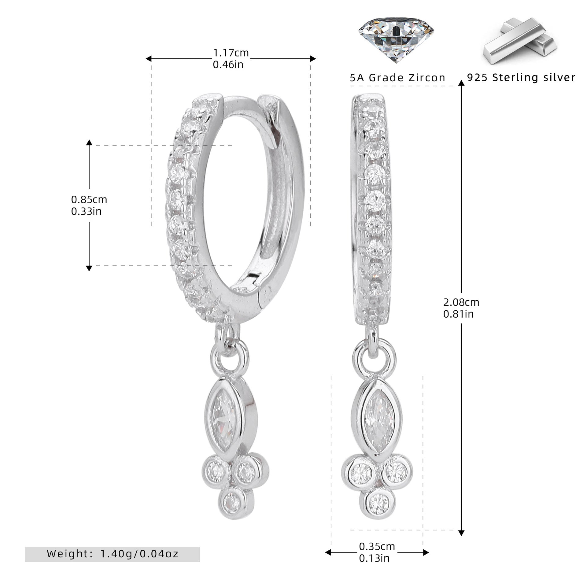 Damen Ohrhänger mit funkelndem Zirkon und luxuriösem Design Shop Nory