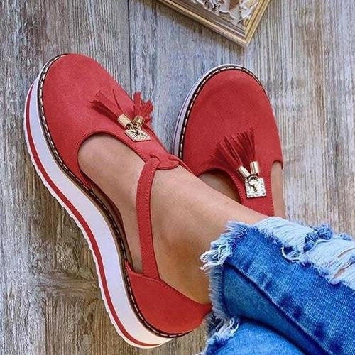Damen Halbschuhe mit modischen Quasten und rutschfester Sohle