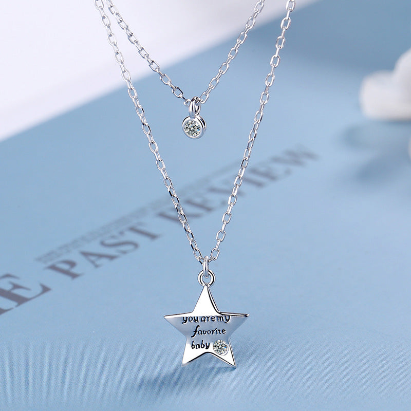 Damen Halskette mit stilvollem Sternanhänger und funkelndem Zirkon Shop Nory