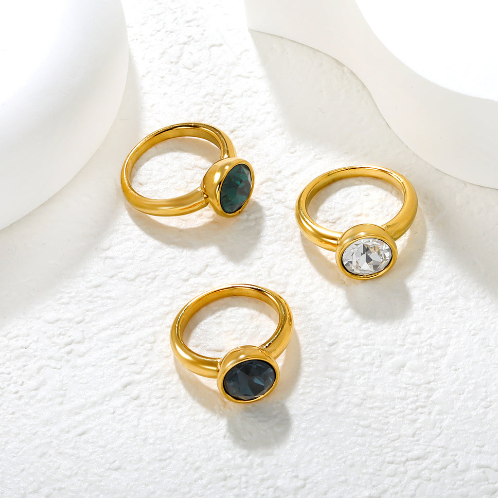 Damen Ring mit funkelndem Kristall in goldplattierter Hochglanzoberfläche Shop Nory