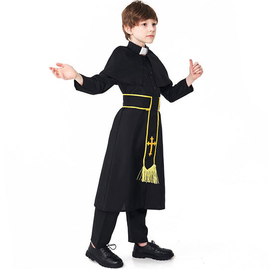 Männer Priester Kostüm mit Umhang und goldenen Accessoires Shop Nory