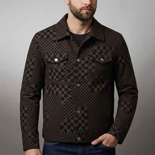 Herren Modische Steppjacke mit einzigartigem Karomuster Shop Nory