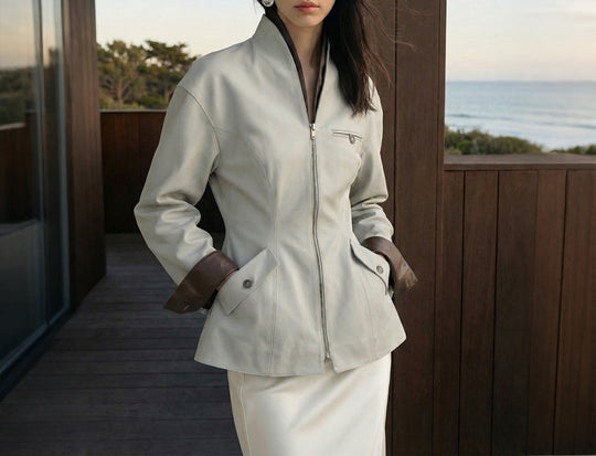 Damen modische Übergangsjacke mit Reißverschluss Shop Nory