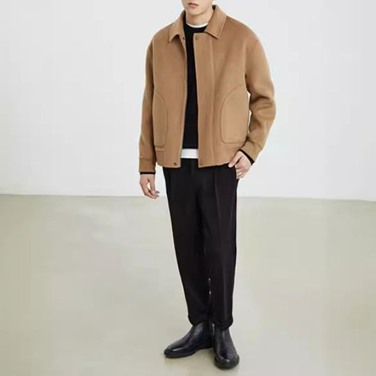 Herren Boxy Wollmix-Zipjacke mit verdeckter Knopfleiste und runden aufgesetzten Taschen Shop Nory