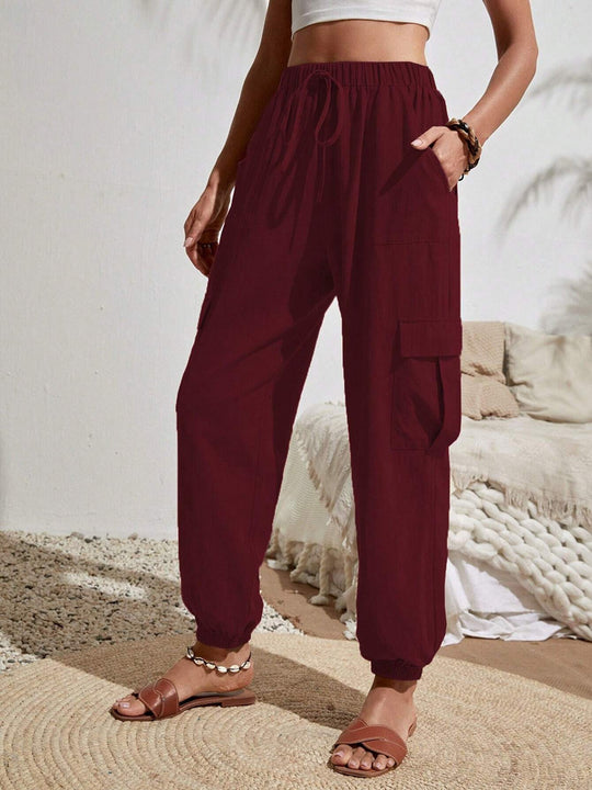 Damen Cargo-Jogginghose mit elastischem Bund, Kordelzug und aufgesetzten Taschen Shop Nory
