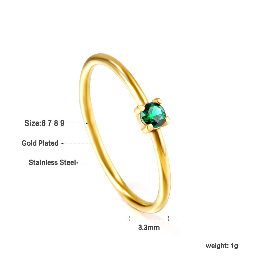 Damen Ring mit funkelndem blauen Zirkonia aus hochwertigem Edelstahl und goldplattierter Oberfläche Shop Nory