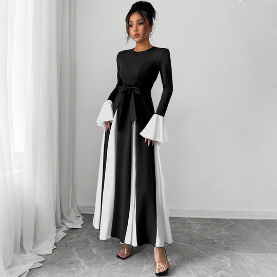Damen Elegantes Maxikleid mit Rüschendetails und Taillengürtel Shop Nory