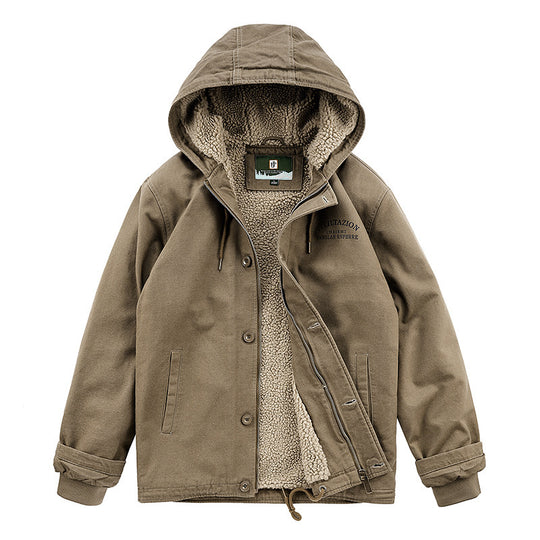 Herren Kapuzen-Canvasparka mit Teddyfleece-Innenfutter und Windschutzleiste Shop Nory