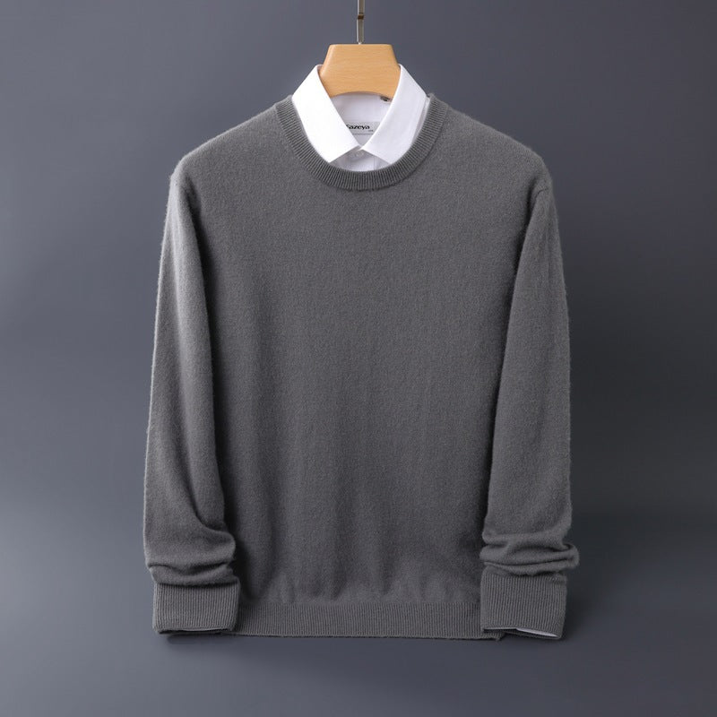 Herren Feiner Rundhals-Strickpullover in Kaschmir‑Optik mit gerippten Bündchen Shop Nory