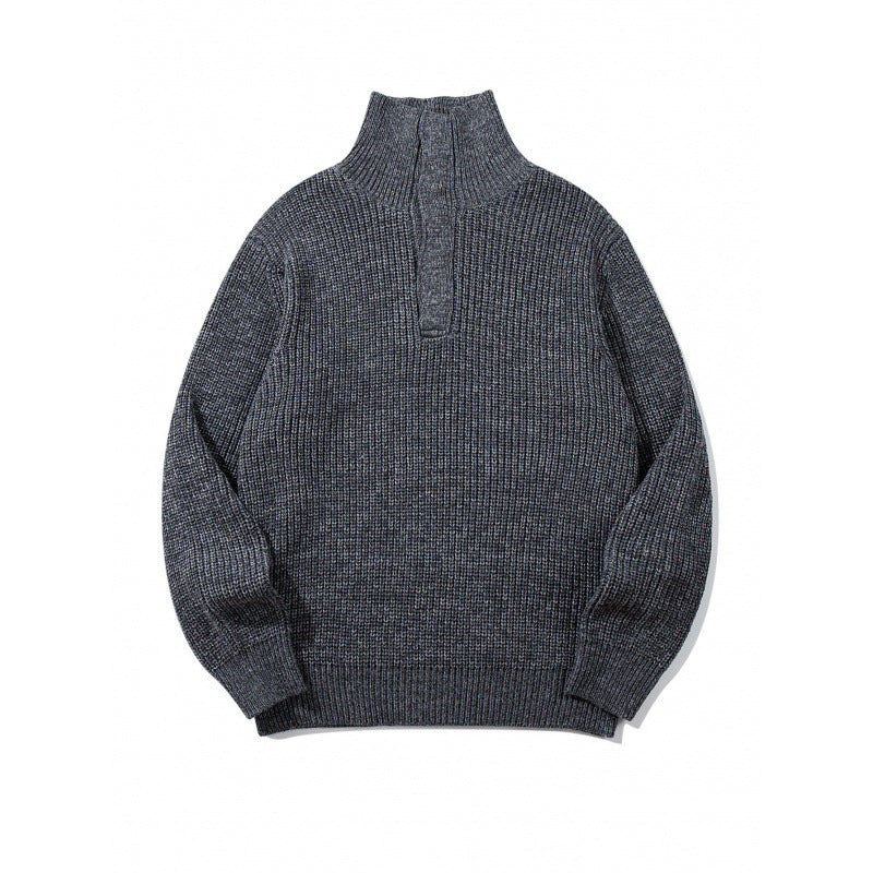 Unisex Grobgestrickter Halfzip-Pullover mit Stehkragen und markanter Rippenstruktur Shop Nory