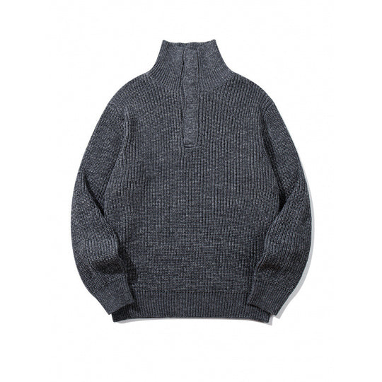 Unisex Grobgestrickter Halfzip-Pullover mit Stehkragen und markanter Rippenstruktur Shop Nory