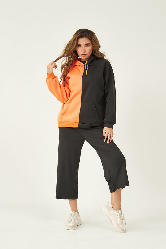 Damen nan Kapuzenpullover mit kontrastreichem Blockdesign, Oversize-Schnitt und Kängurutasche Shop Nory