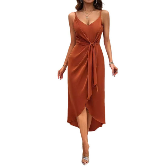 Damen Etuikleid mit elegantem Wickel-Design und schwingendem Saum