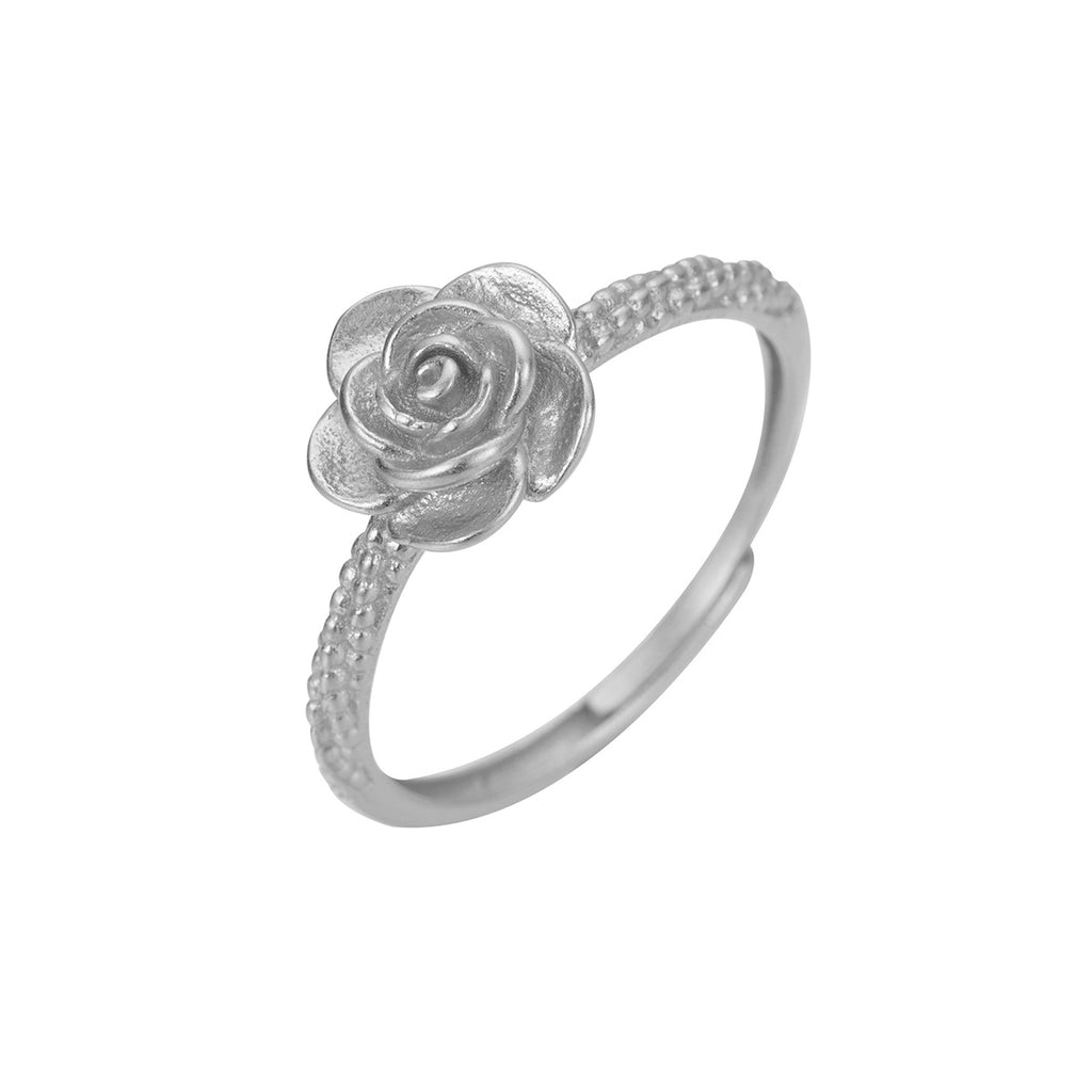 Damen Ring mit filigranem Rosenmotiv und strukturierter Oberfläche Shop Nory