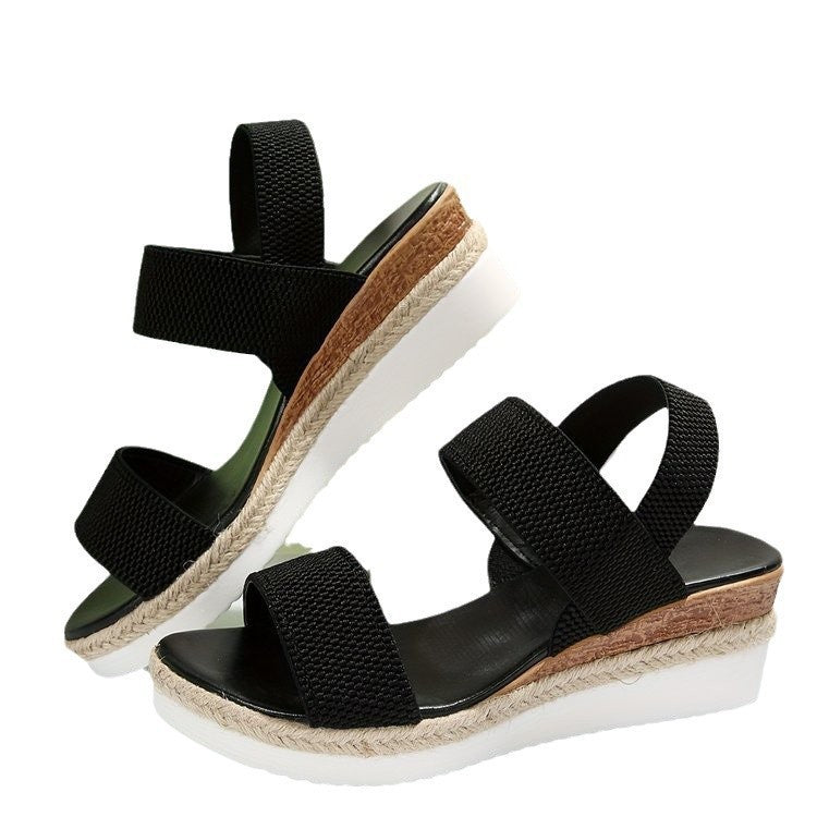 Damen Wedge-Sandalen mit elastischen Riemen und rutschfester Sohle