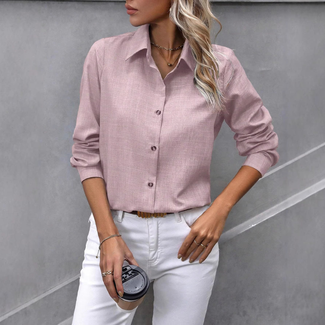 Damen Leichte Hemdbluse aus Leinenoptik mit klassischem Kragen und geradem Schnitt Shop Nory