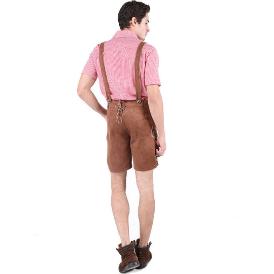 Herren nan Trachtenlederhose kurz mit Latzträgern und filigraner Stickerei Shop Nory