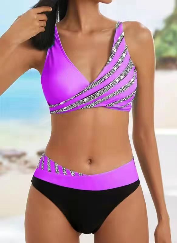 Damen Sportlicher Bikini mit modischem Wickeloberteil