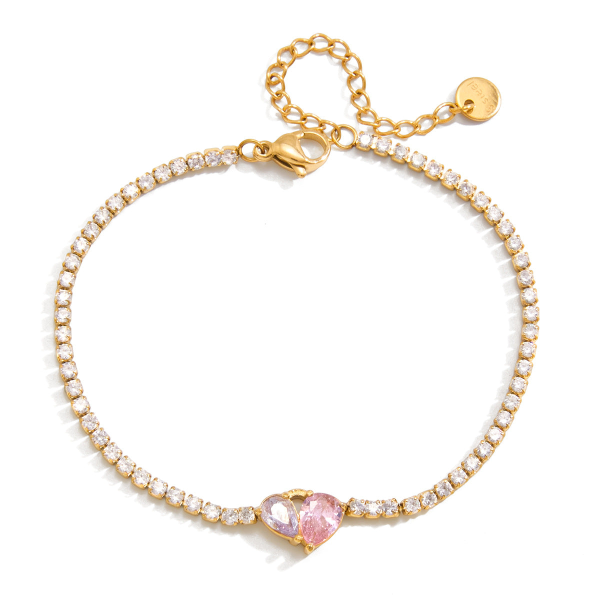 Damen Armband mit funkelnden Zirkonia und herzförmigem Anhänger Shop Nory