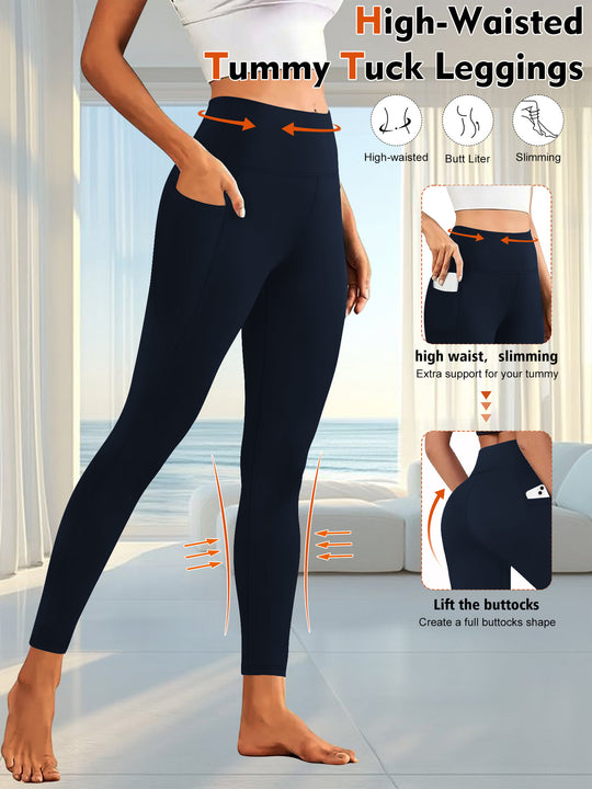 Damen High-Waist Sportleggings mit seitlicher Handytasche und formendem Kompressionsstoff Shopy Nory