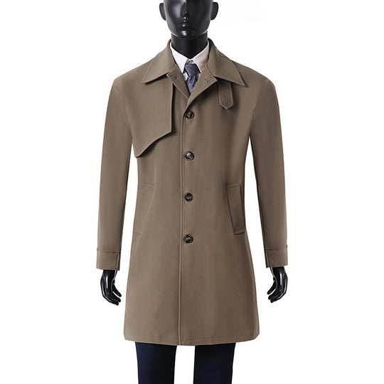 Herren Zeitloser Wollmix-Mantel mit asymmetrischer Sturmklappe und geradem Schnitt Shop Nory
