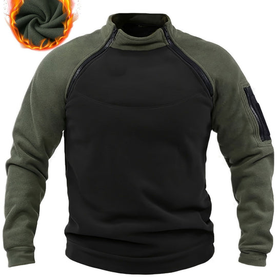 Herren Thermo-Combat-Fleece-Pullover mit verstärkter Brustplatte und Ärmel-Reißverschluss Shop Nory