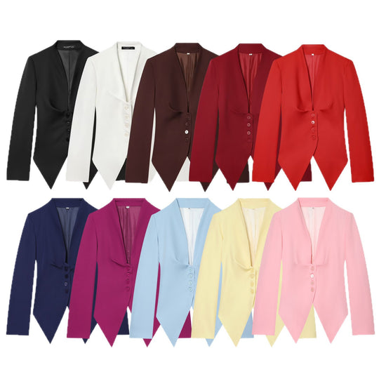 Damen taillierter Blazer mit spitzem Schößchen und tiefem V-Ausschnitt Shop Nory