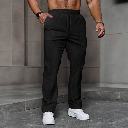 Herren nan strukturierte Relax-Jogginghose mit geometrischem Jacquard, elastischem Tunnelzug und geradem Bein Shop Nory