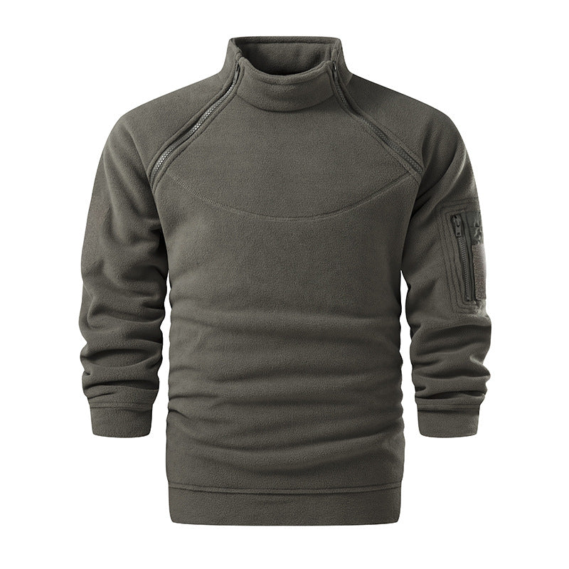 Herren Taktischer Microfleece-Troyer mit hohem Stehkragen, Ärmel‑Zipfach und Raglanärmeln Shop Nory
