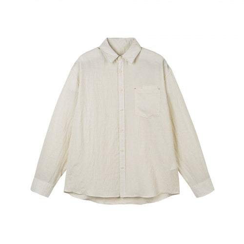 Unisex Leichtes Oversize-Hemd aus strukturierter Baumwoll-Leinen‑Mischung mit Brusttasche und abgerundetem Saum Shop Nory