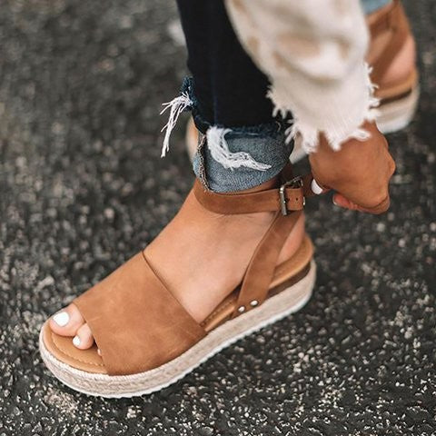 Damen Espadrille-Sandalen mit elegantem Schnallenverschluss und weichem Fußbett