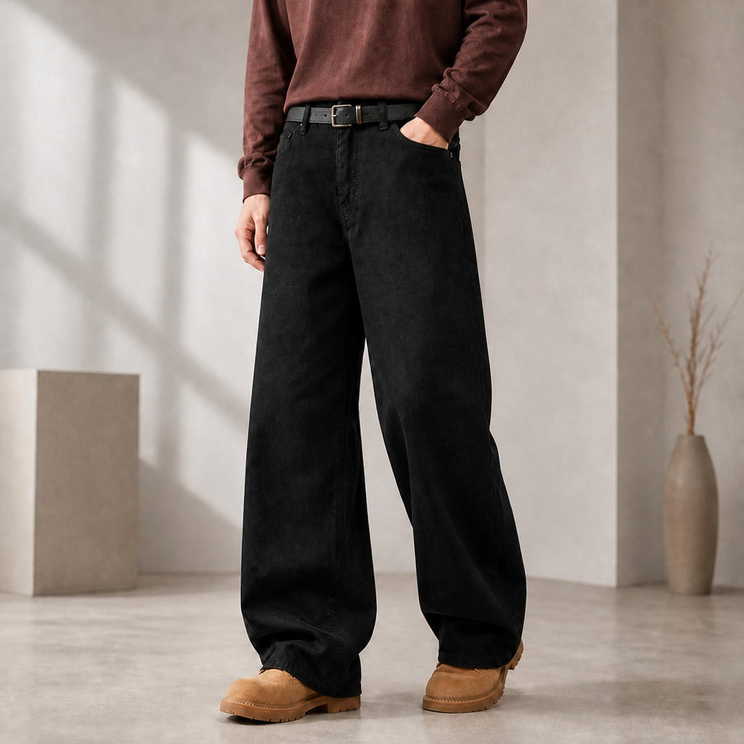 Herren Weite Baumwoll-Jeans mit hohem Bund und Five-Pocket-Design Shop Nory