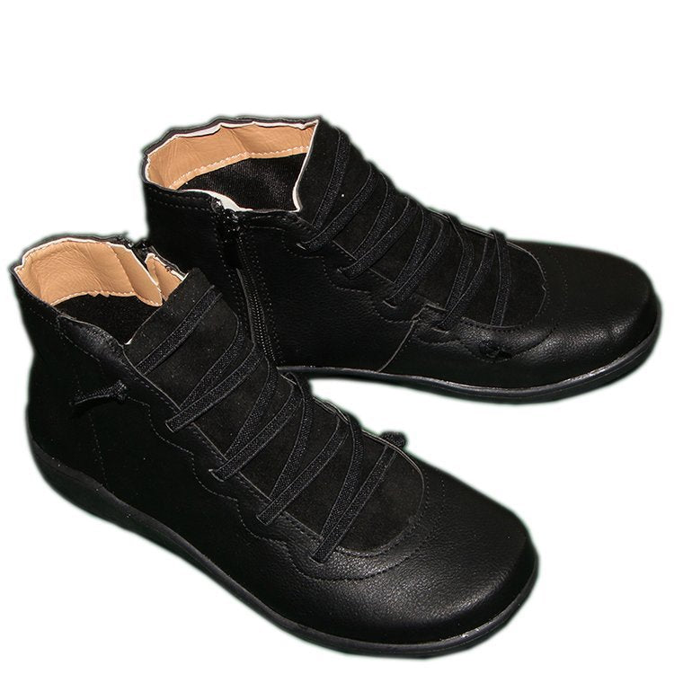 Damen Knöchelhohe Komfort-Boots mit elastischer Zier-Schnürung und seitlichem Reißverschluss Shop Nory