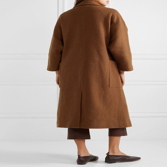 Damen Langer Oversize-Mantel im Relaxed-Wollmix mit großem Schalkragen und aufgesetzten Taschen Shop Nory