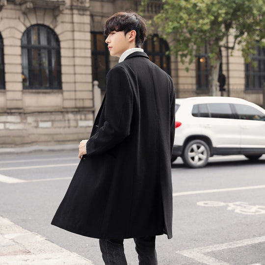 Herren Eleganter Longcoat aus Wollmix mit verdeckter Knopfleiste und Rückenschlitz Shop Nory