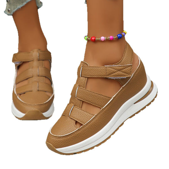 Damen Geschlossene Plateau-Sport-Sandalen mit geflochtenen Riemen und Klettverschluss Shop Nory