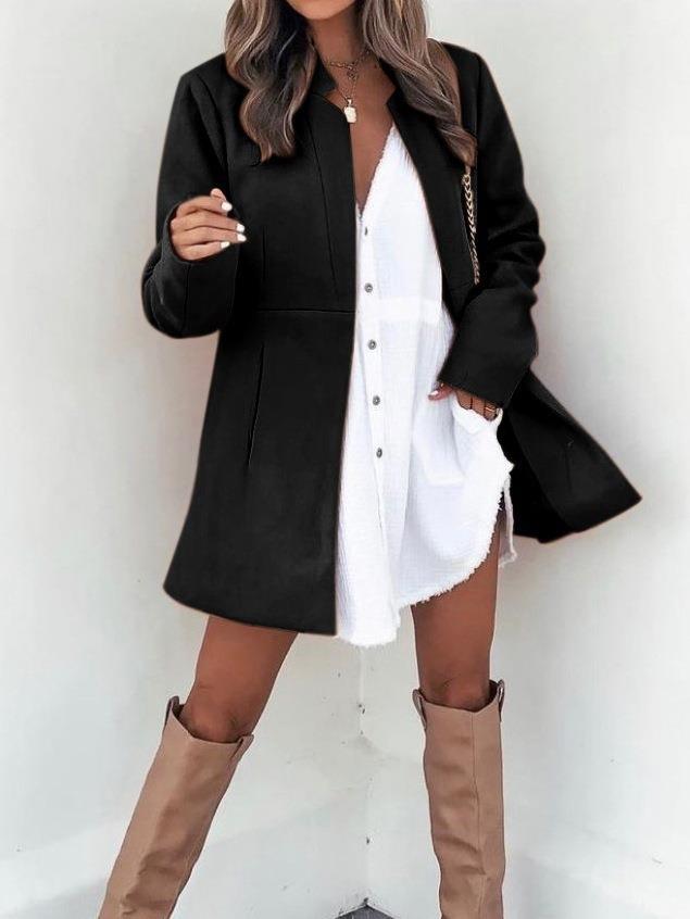 Damen Longline Blazermantel mit taillierter Teilungsnaht und cleanem V‑Ausschnitt Shop Nory
