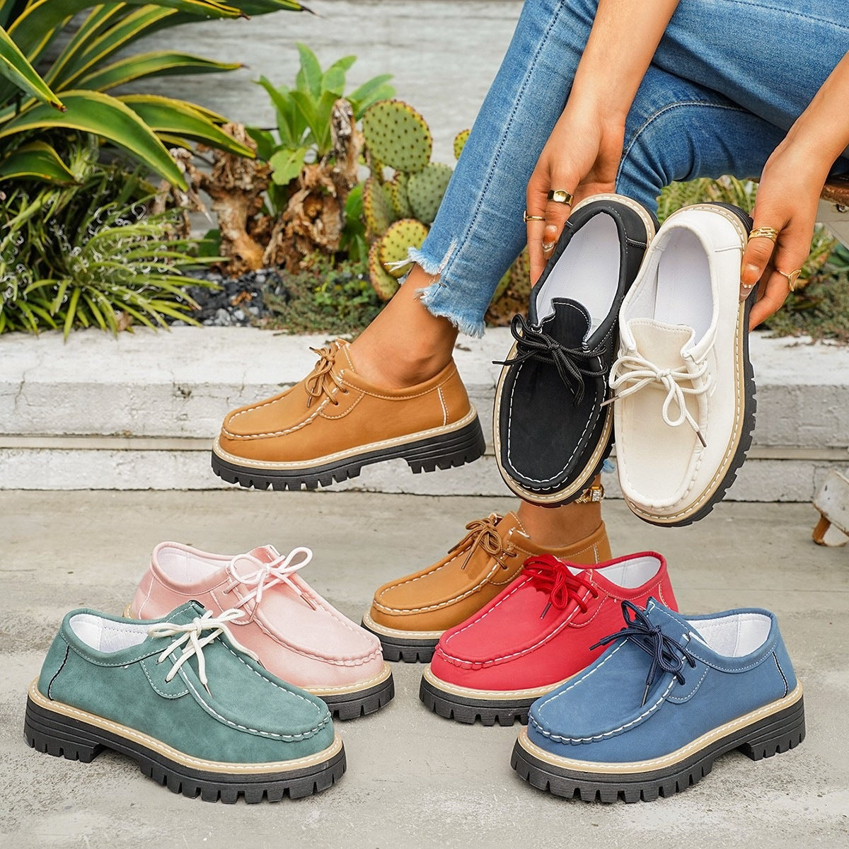 Damen Robuste Comfort-Schnürschuhe