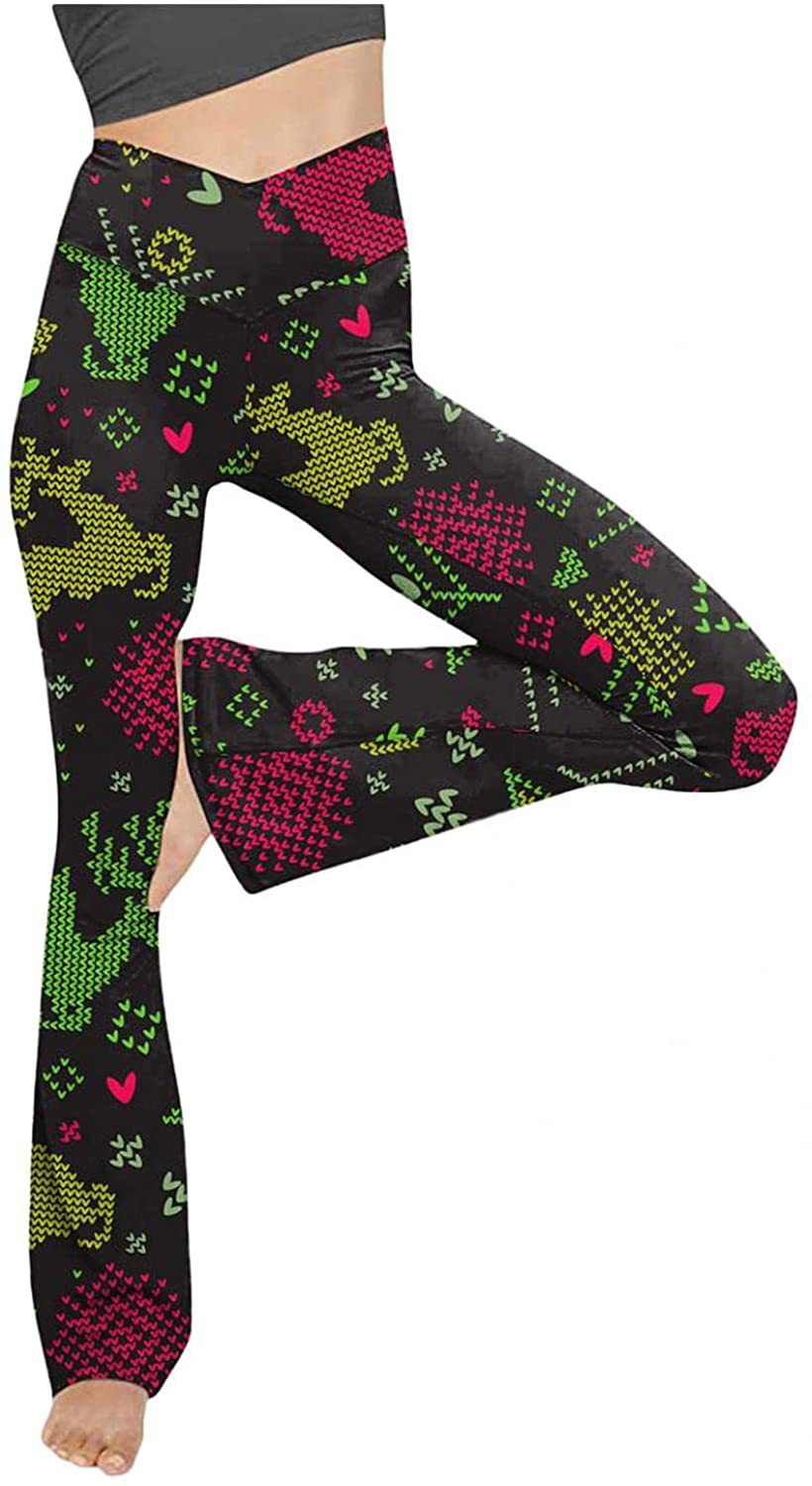 Damen Bootcut Yoga-Hose aus elastischem Material mit hohem Bund Shopnory