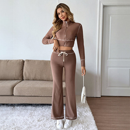 Damen Elegantes Sportliches Set mit hohem Kragen und elastischem Bund Shop Nory