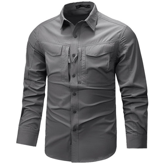 Herren Langarm Outdoor-Hemd mit Ripstop, Brustklappen und Reißverschlusstasche Shop Nory