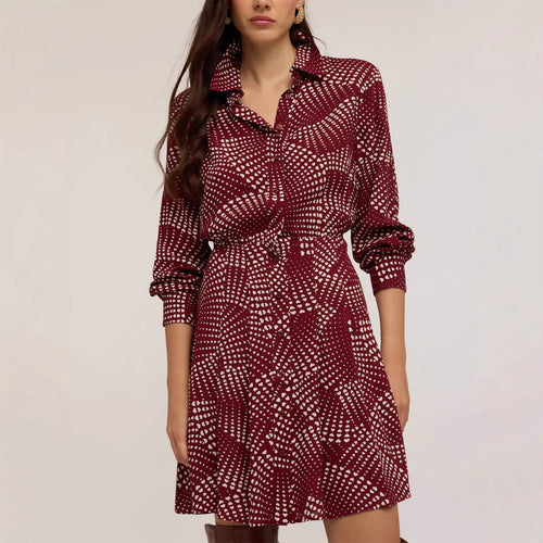 Damen Hemdblusenkleid mit Smockbund, Knopfleiste und Allover‑Print Shop Nory