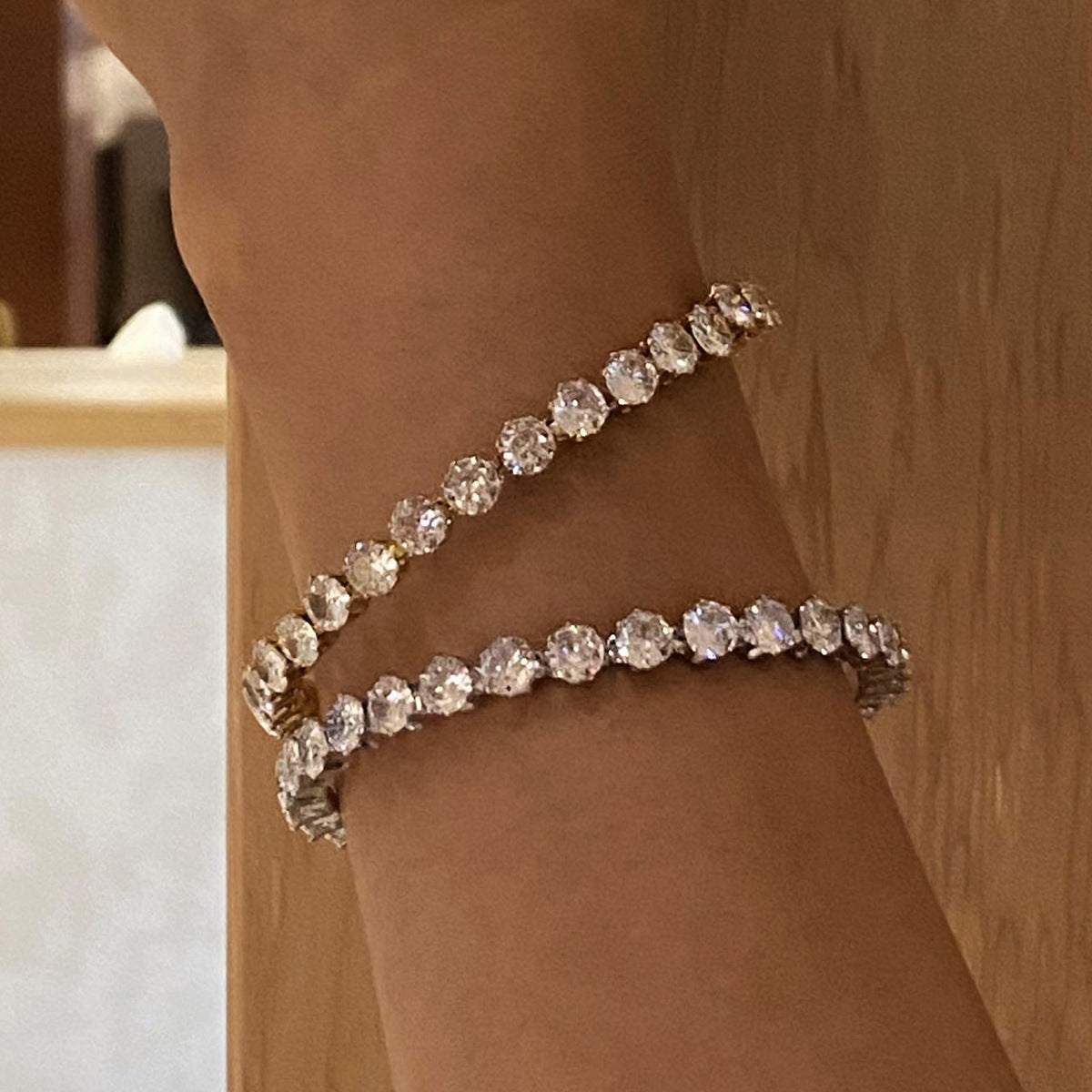 Damen Glitzerndes verstellbares Armband mit Zirkonia Shop Nory