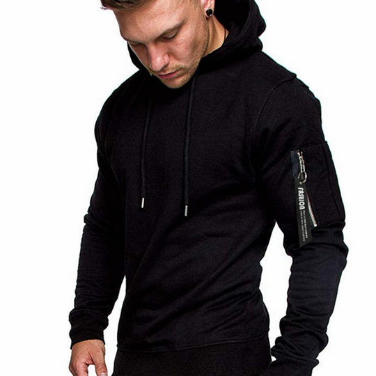 Herren Slim-Fit Hoodie mit Ärmel‑Zip‑Tasche, Kapuze und Kordelzug Shop Nory