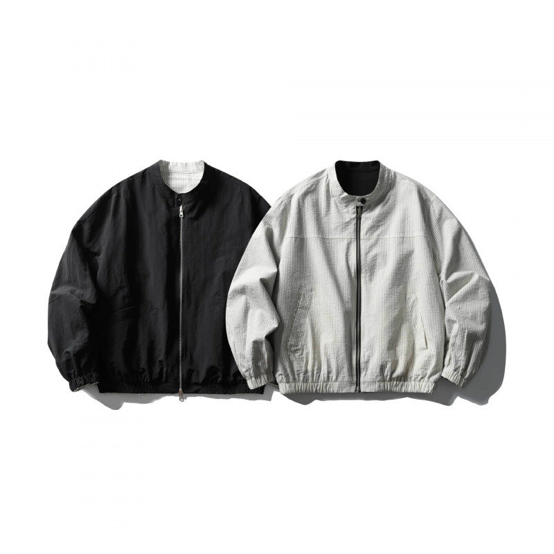 Unisex Leichte Oversize-Bomberjacke aus Strukturstoff mit Stehkragen und elastischem Saum Shop Nory