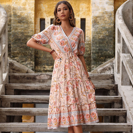 Damen Elegantes Midi-Kleid mit floralem Design Shop Nory