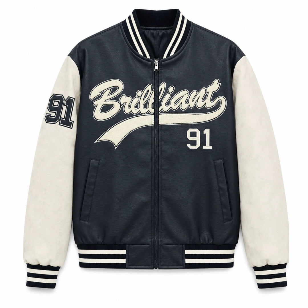Herren Varsity-Bomberjacke im Letterman‑Stil mit Chenille‑Applikationen Shop Nory