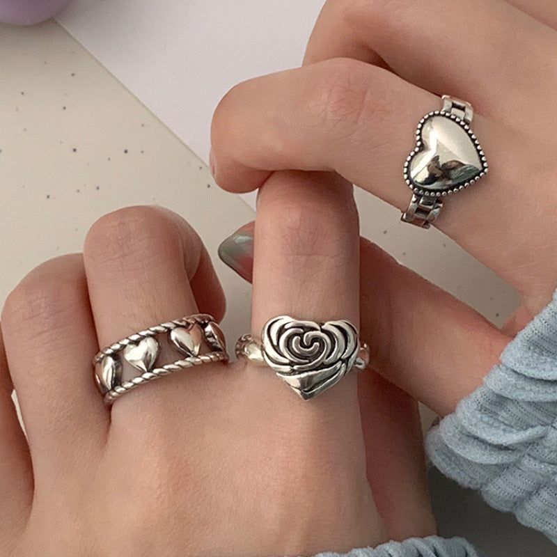Damenring mit künstlerischem Herzdesign und filigraner Struktur Shop Nory